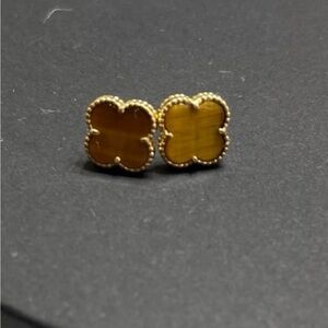 18k yellow gold/tiger eye Earrings